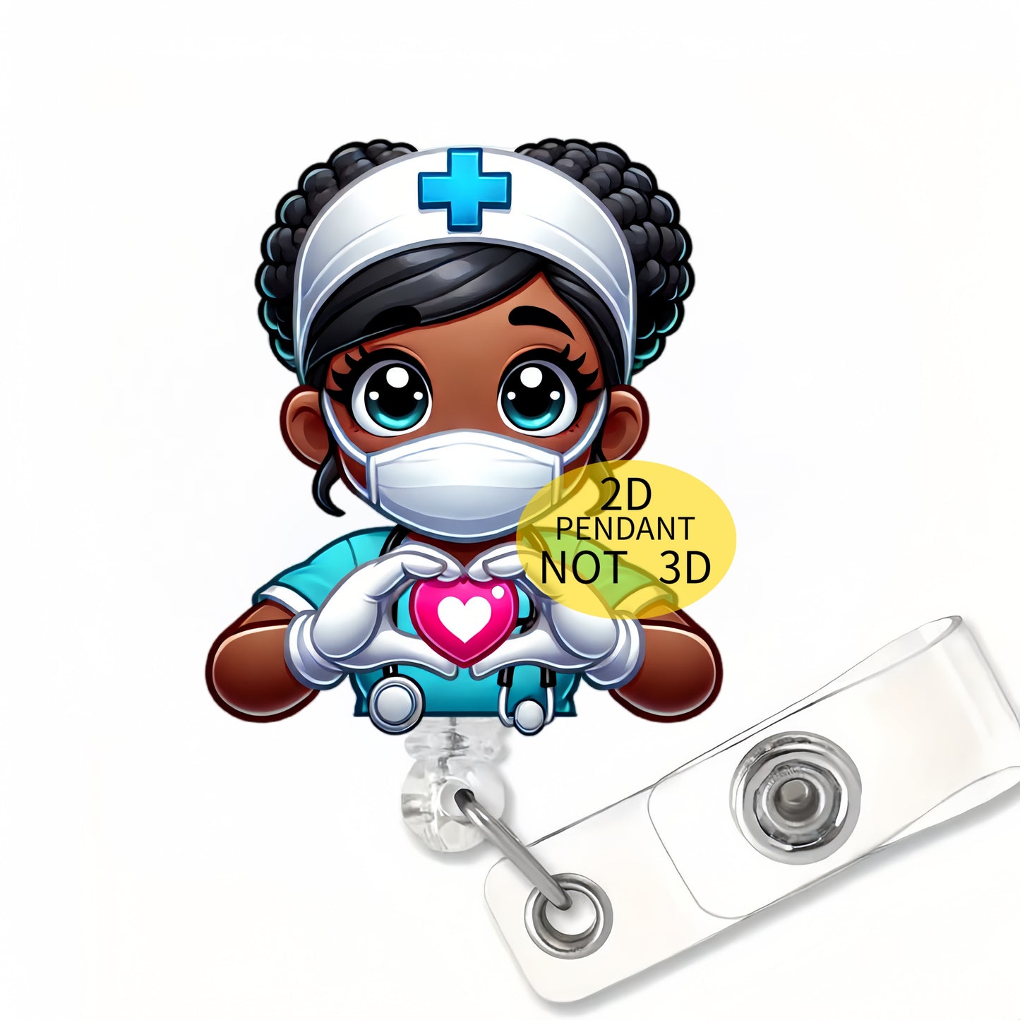 Acrylic Nurse ID Badge Reel Holder with Alligator Clip for Nursing Students, RN, LPN, Medical Staff