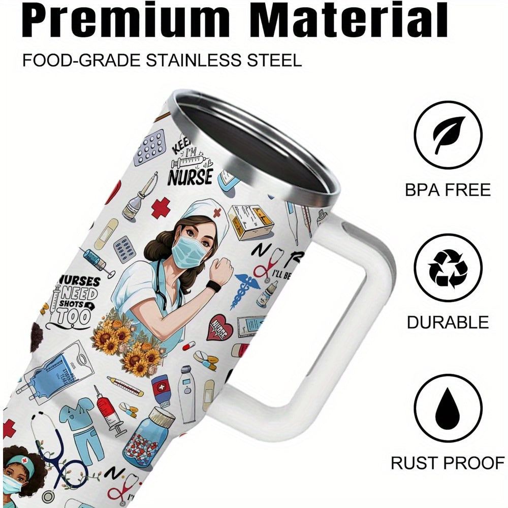 40oz Durable Stainless Steel Nurse Tumbler - Inspirational Nurse Appreciation & Graduation Gift