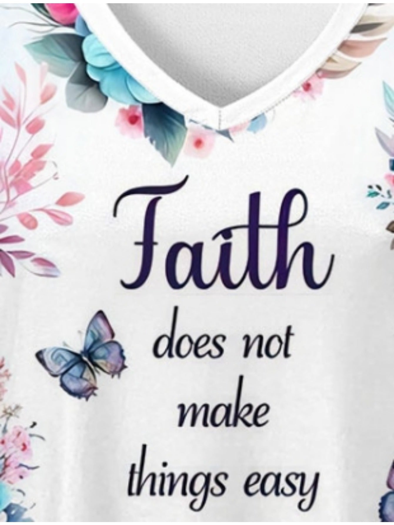 Inspirational Faith, Scrub Top Lightweight Polyester V-Neck Scrub Top for Women