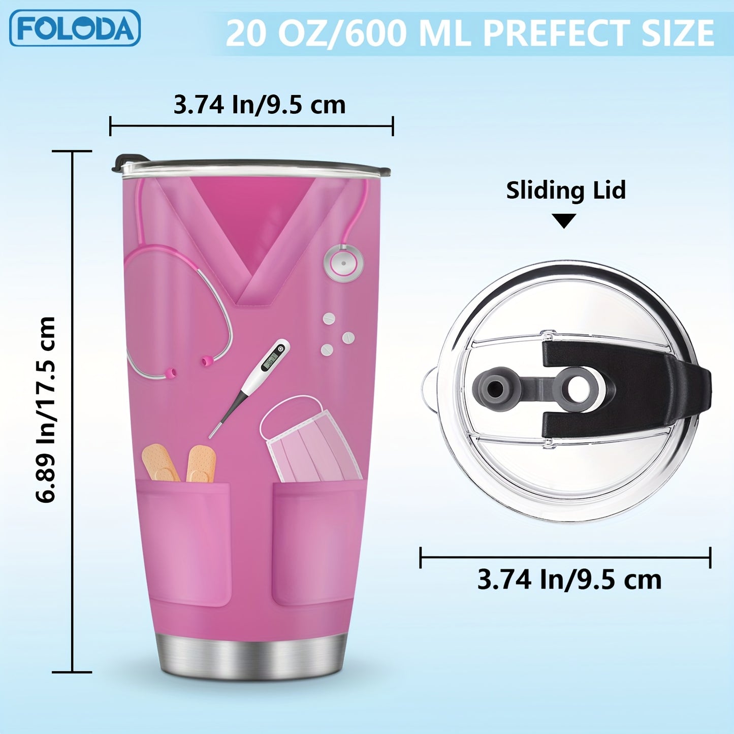 Nurse Doctor Tumbler With Lid, 20oz Stainless Steel Water Bottle