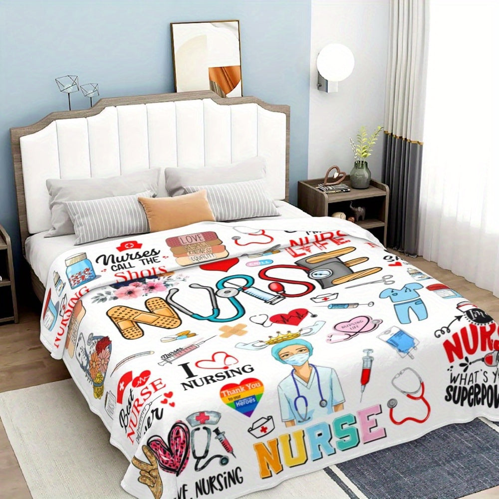 Knitted Polyester Throw for Nurses, School Principals, and Retirement Gifts