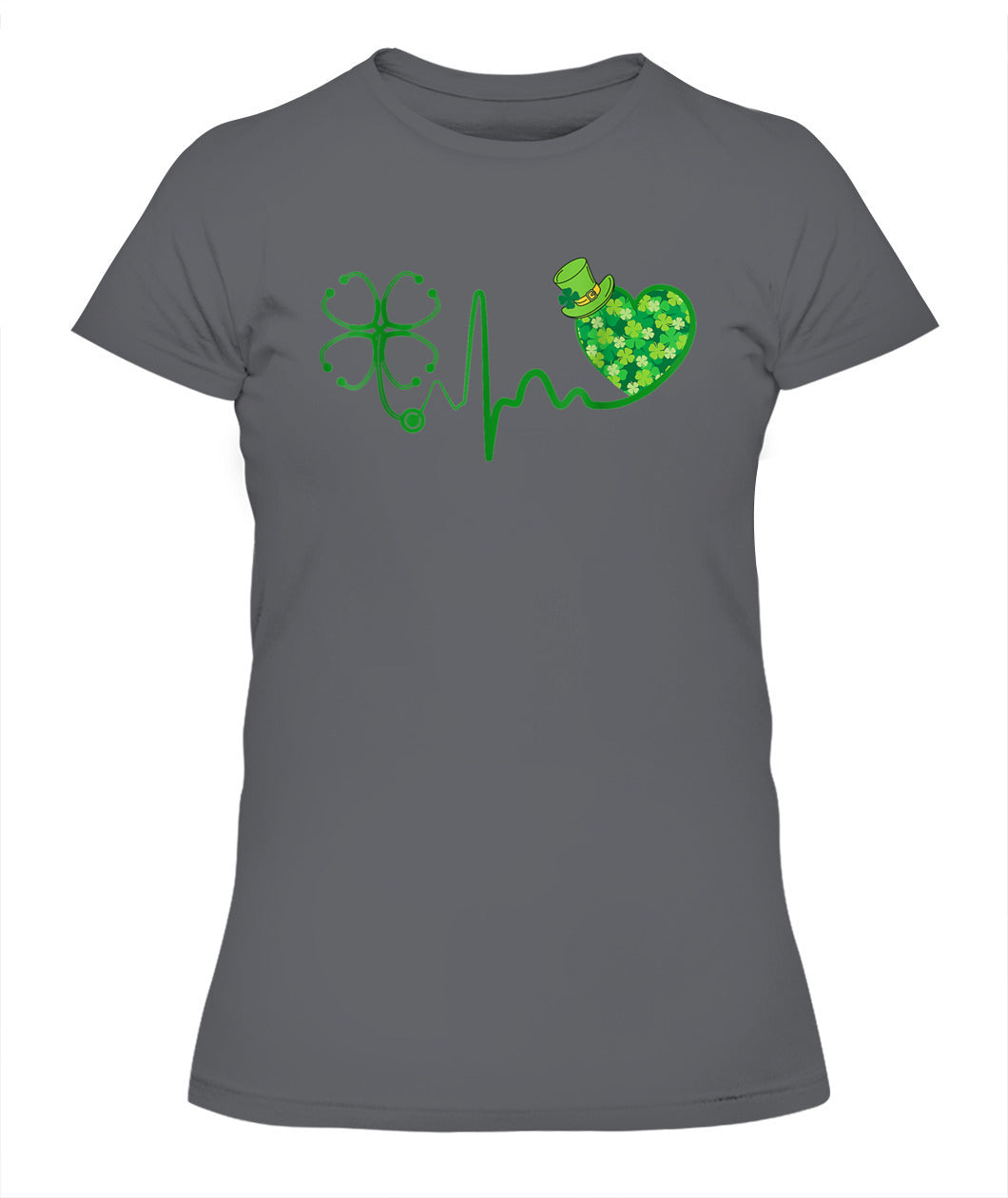 Nurse St Patricks Day Stethoscope Heartbeat Clover Nurses Shirt