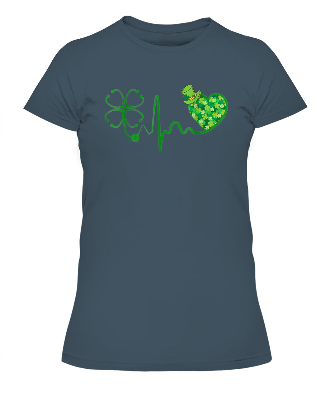 Nurse St Patricks Day Stethoscope Heartbeat Clover Nurses Shirt
