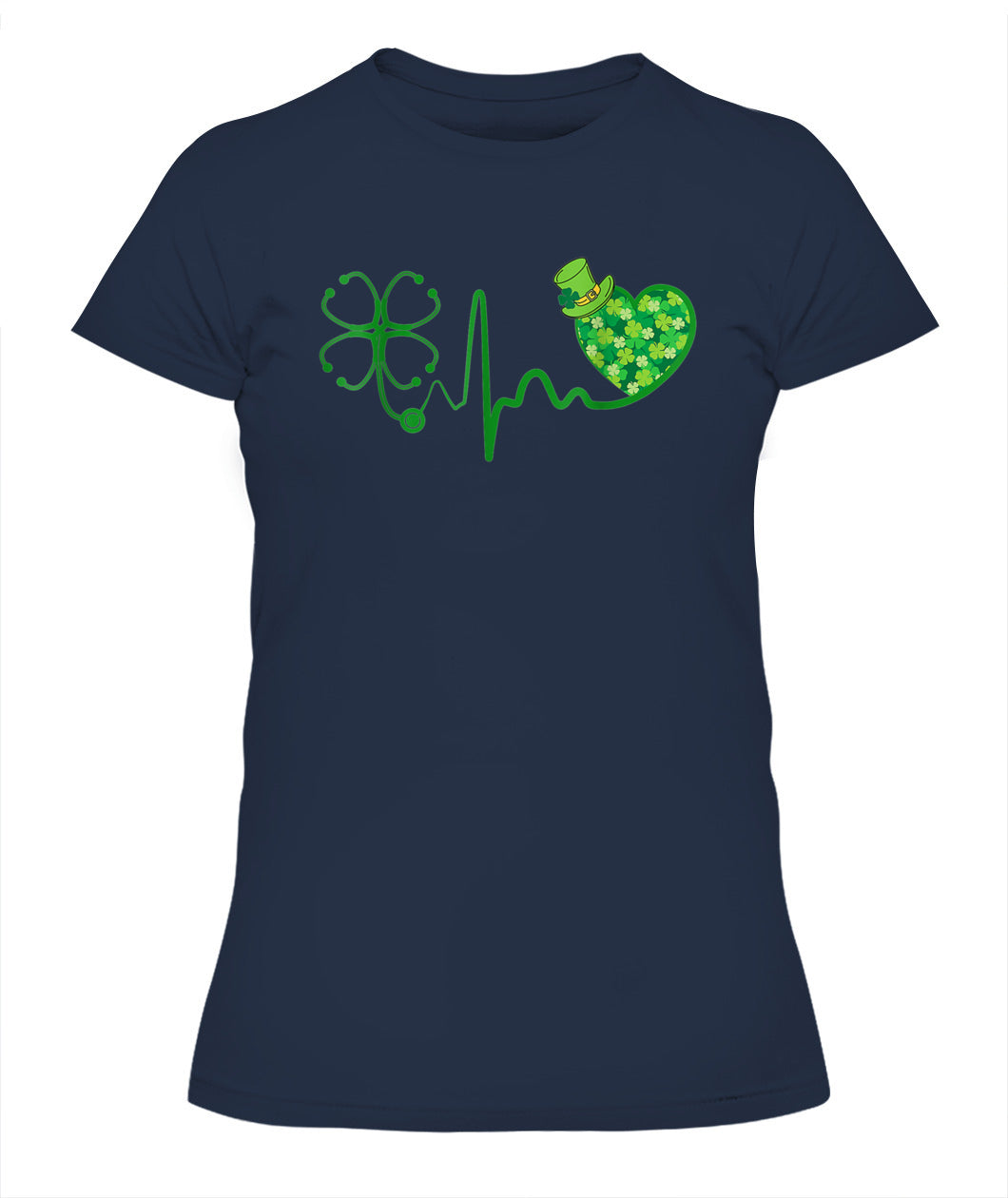 Nurse St Patricks Day Stethoscope Heartbeat Clover Nurses Shirt