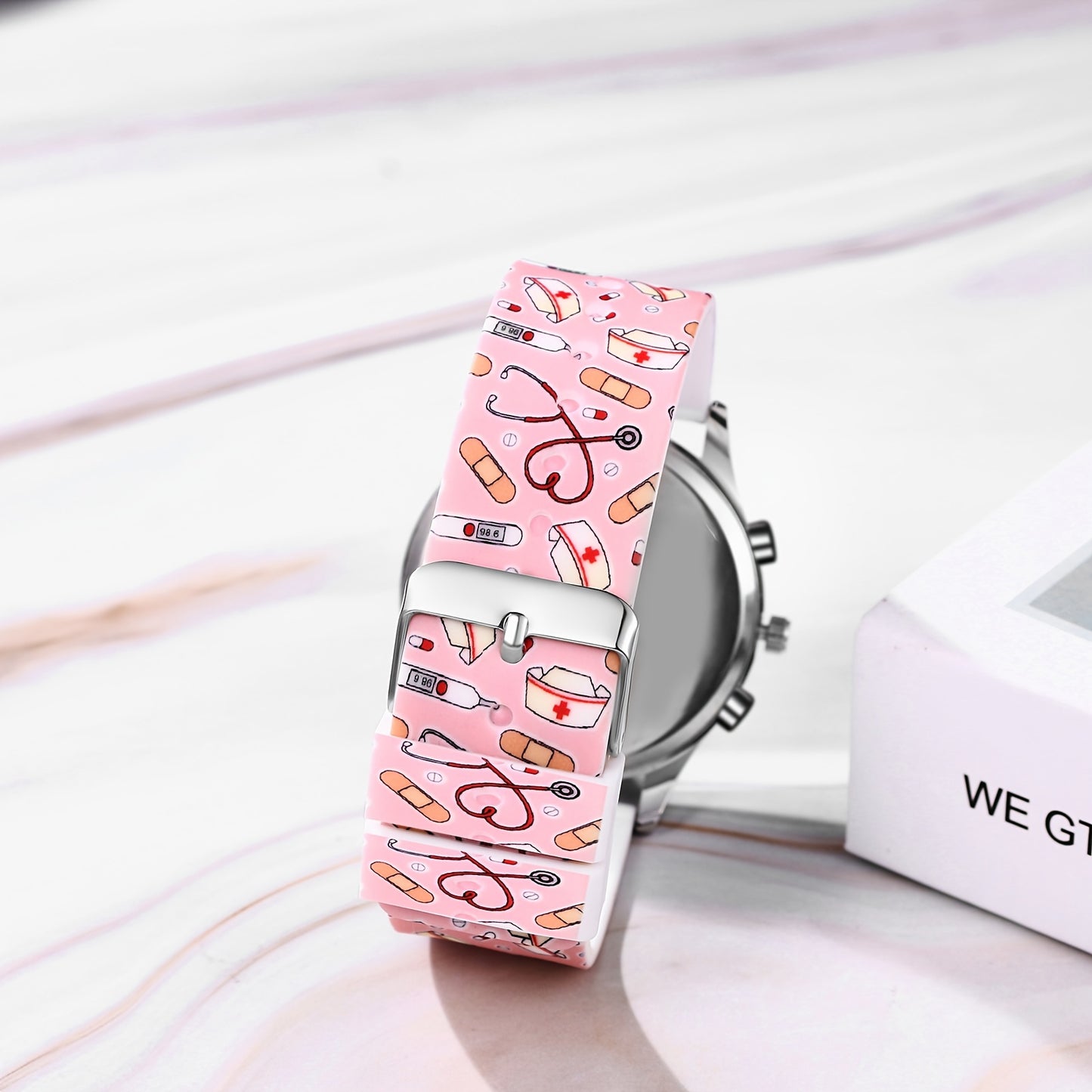 Jewelrywe Nurse Wrist Watches Pulsometer Silicone Band Easy To Read Quartz Watches For Nurses Doctors
