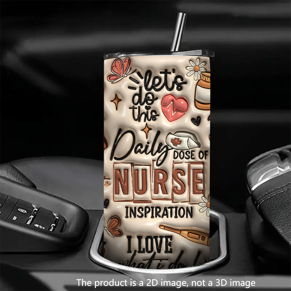 Inspirational Nurse Design 20Oz Insulated Stainless Steel Tumbler with Lid and Straw