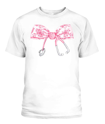 Coquette Pink Nurse Stethoscope Bow Sweatshirt, Gift For Nurse, Nurse Appreciation Shirt, ER RN Nurse Shirt, Gift For Nurse