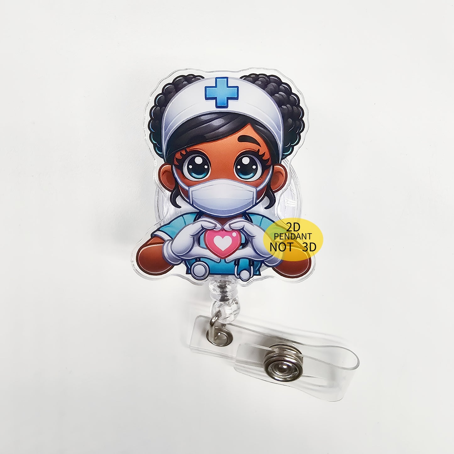 Acrylic Nurse ID Badge Reel Holder with Alligator Clip for Nursing Students, RN, LPN, Medical Staff