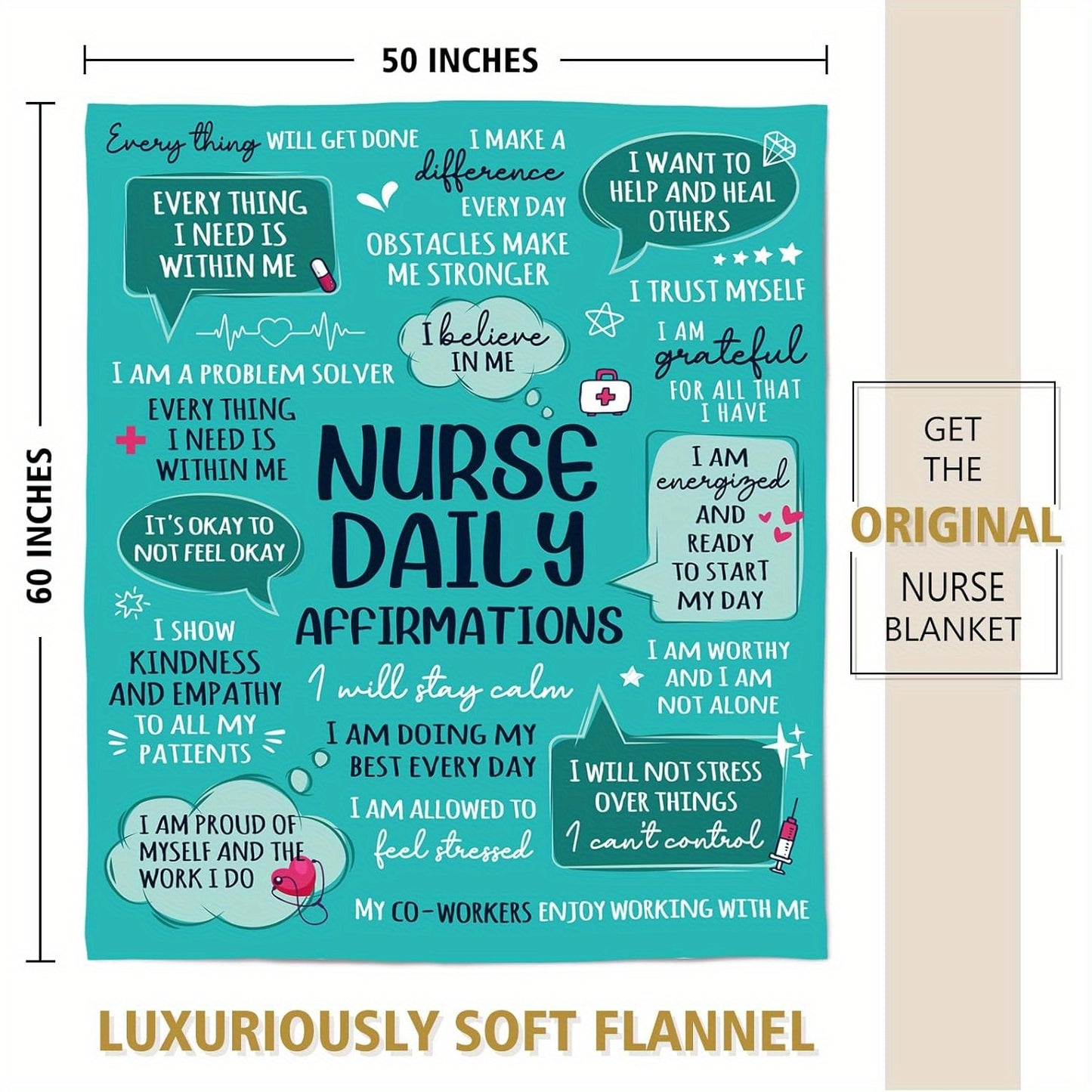 Soft Polyester Nurse Fleece Throw Blanket - 60"x50" Geometric Pattern