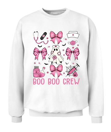 Retro Boo Boo Crew Nurse Pink Coquette Bow Halloween Nursing