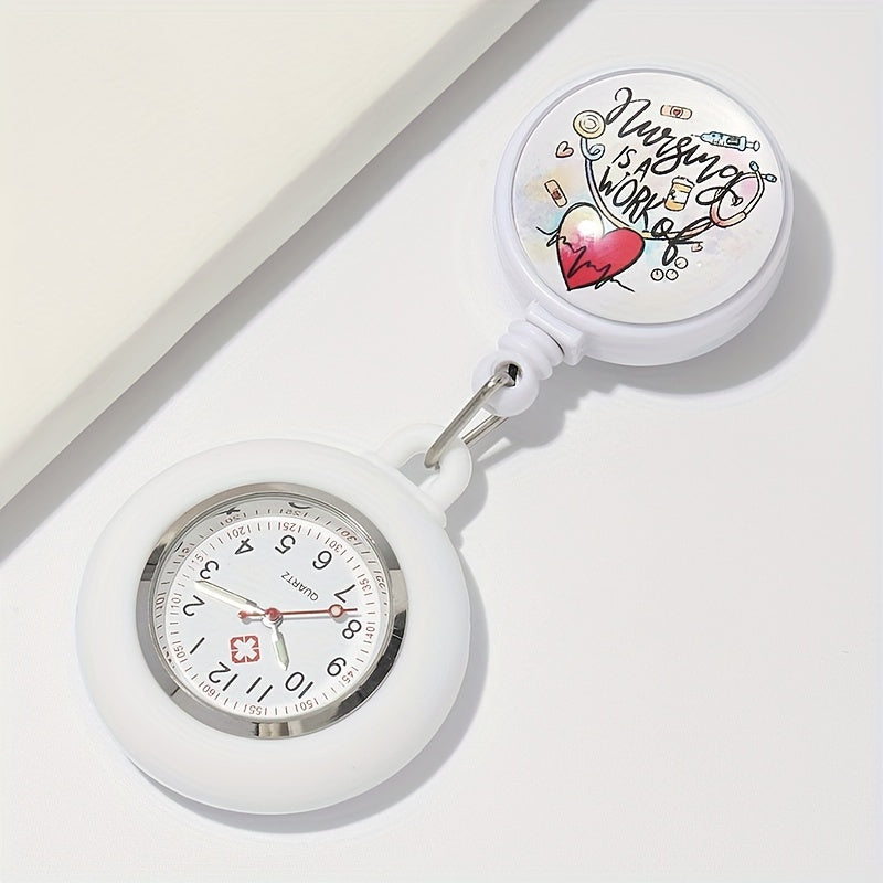 Nurse Pocket Watch With Soft Silicone Cover, Retractable Badge Holder, Essential Timekeeping Tool For Medical Staff