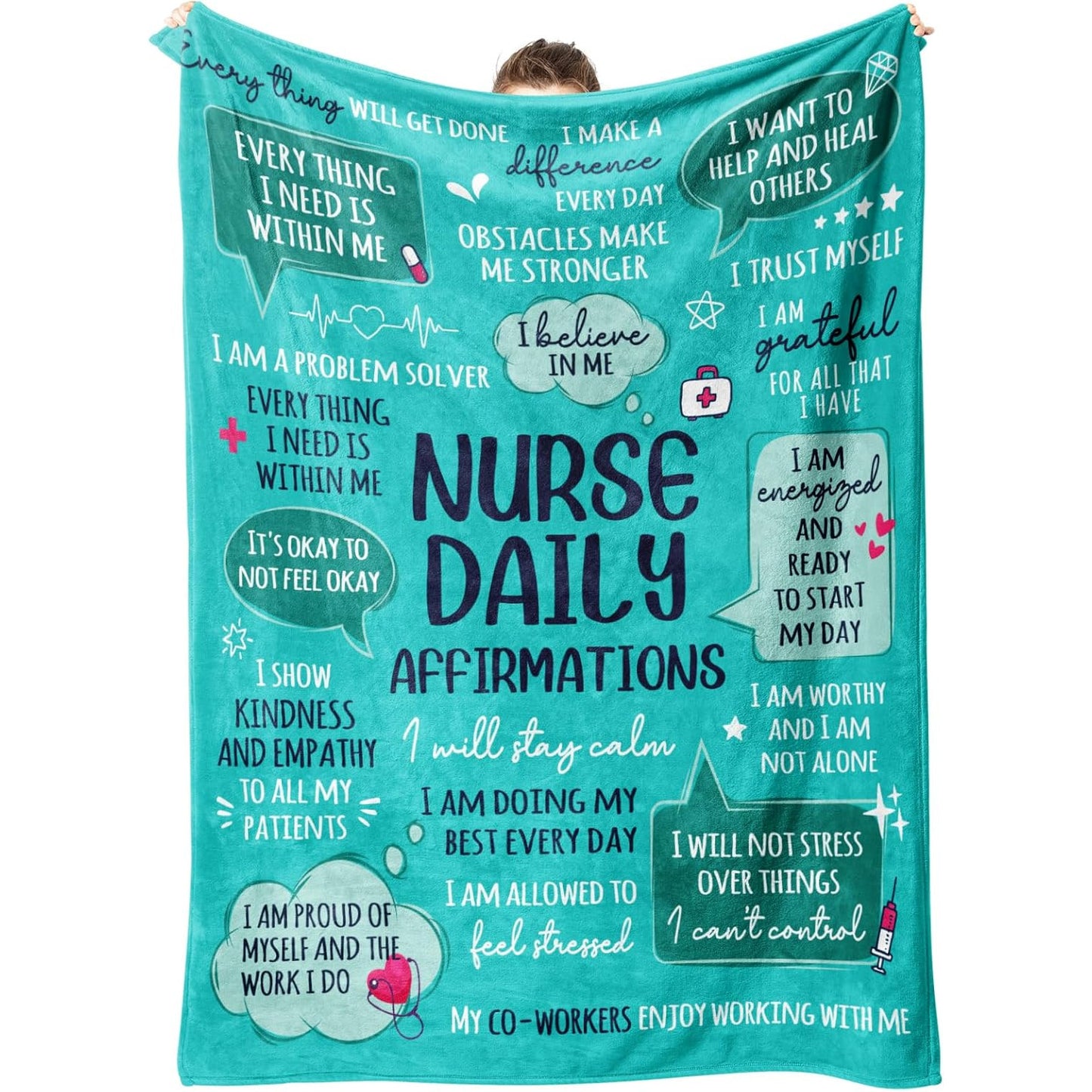 Soft Polyester Nurse Fleece Throw Blanket - 60"x50" Geometric Pattern