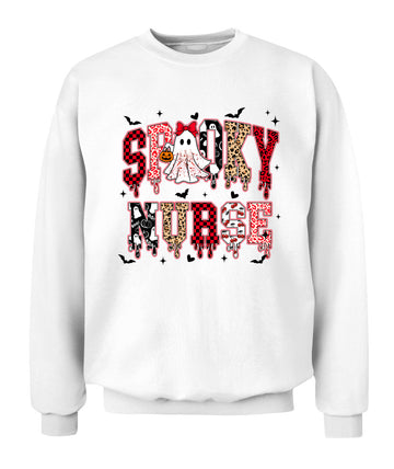 Spooky Retro Cute Ghost Pumpkin Nurse Halloween Sweatshirt