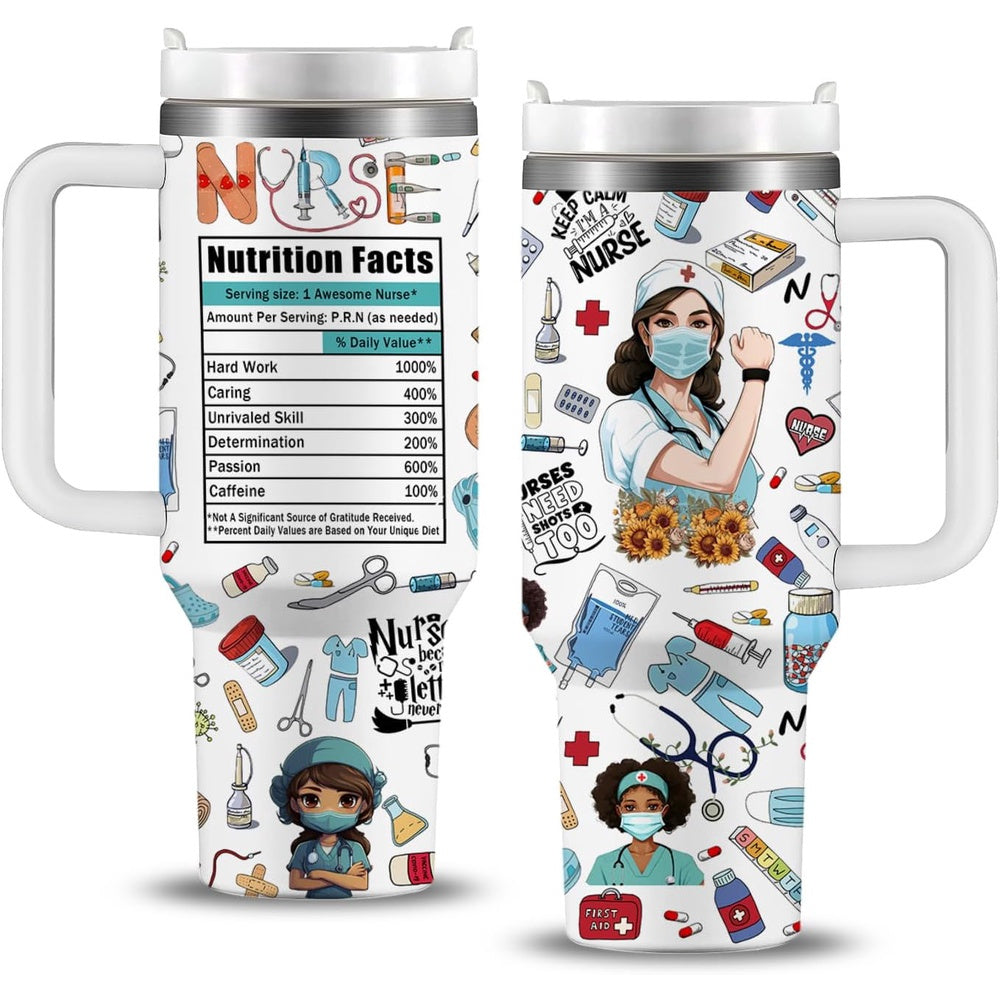 40oz Durable Stainless Steel Nurse Tumbler - Inspirational Nurse Appreciation & Graduation Gift