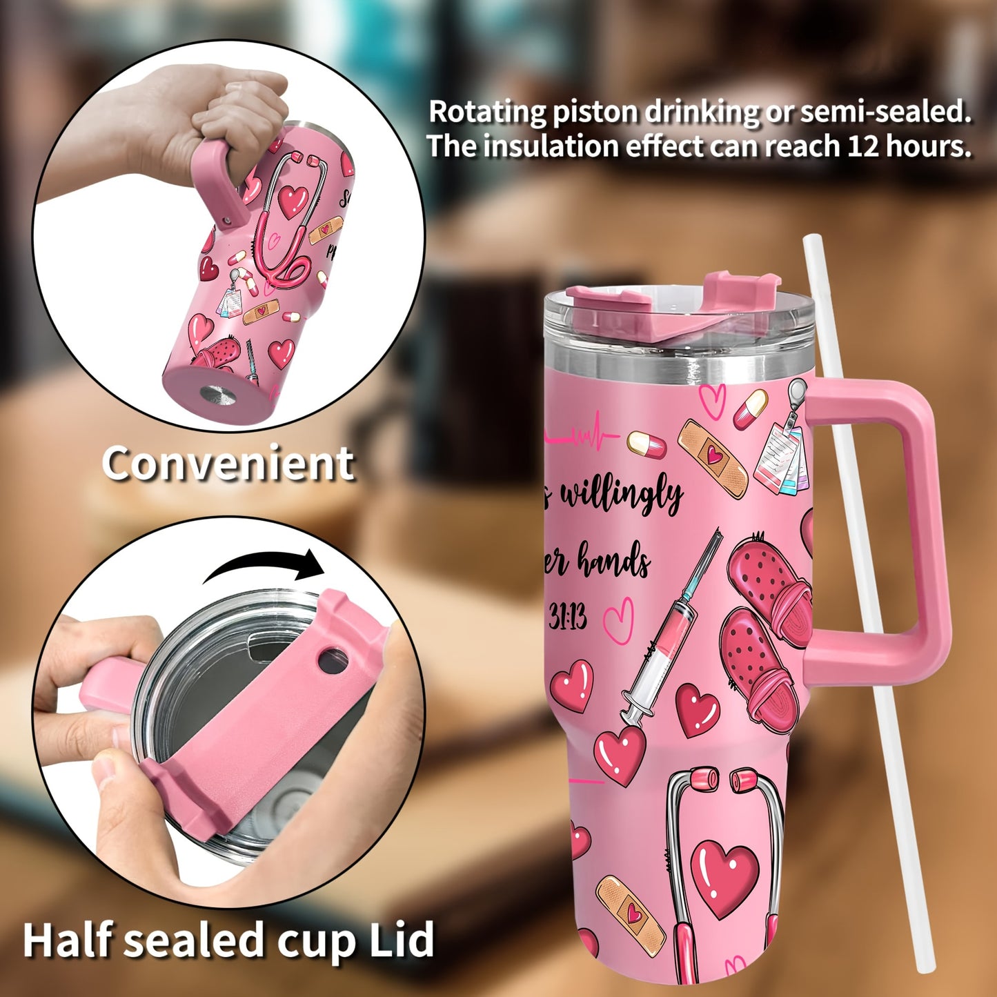 40oz Metal Tumbler with Lid, Hand Wash Reusable Oval-Shaped Mug, BPA-Free, Shatterproof, Multipurpose
