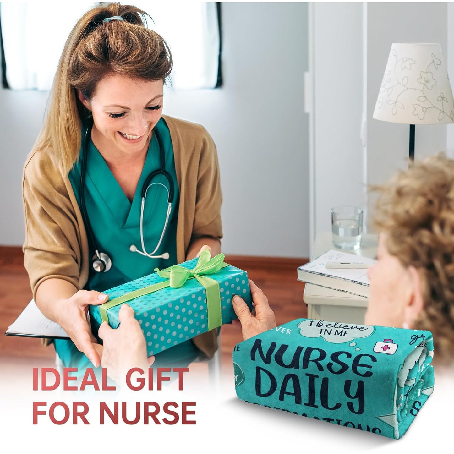Soft Polyester Nurse Fleece Throw Blanket - 60"x50" Geometric Pattern