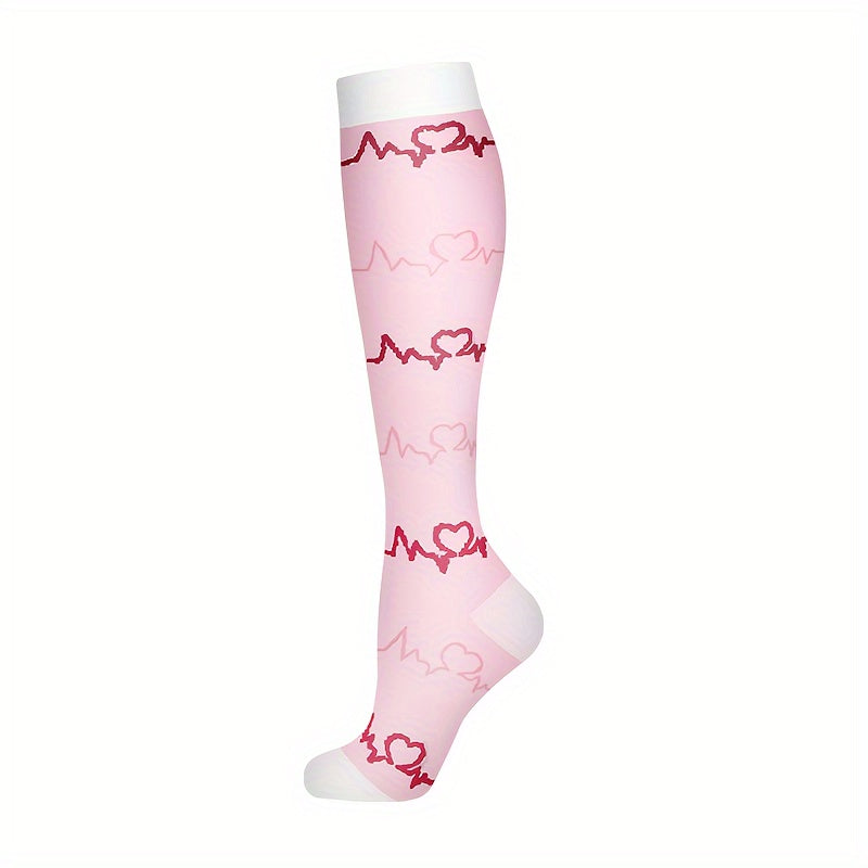 6-Pack Compression Socks for Nurses - Polyester & Elastane Blend, Breathable Knit Fabric, Machine Washable