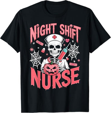 Funny RN ICU Night Shift Nurse Skeleton Halloween Costumes Womens