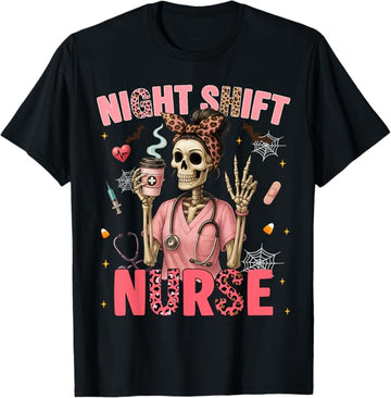 RN ICU Night Shift Nurse Skeleton Halloween Costumes Womens