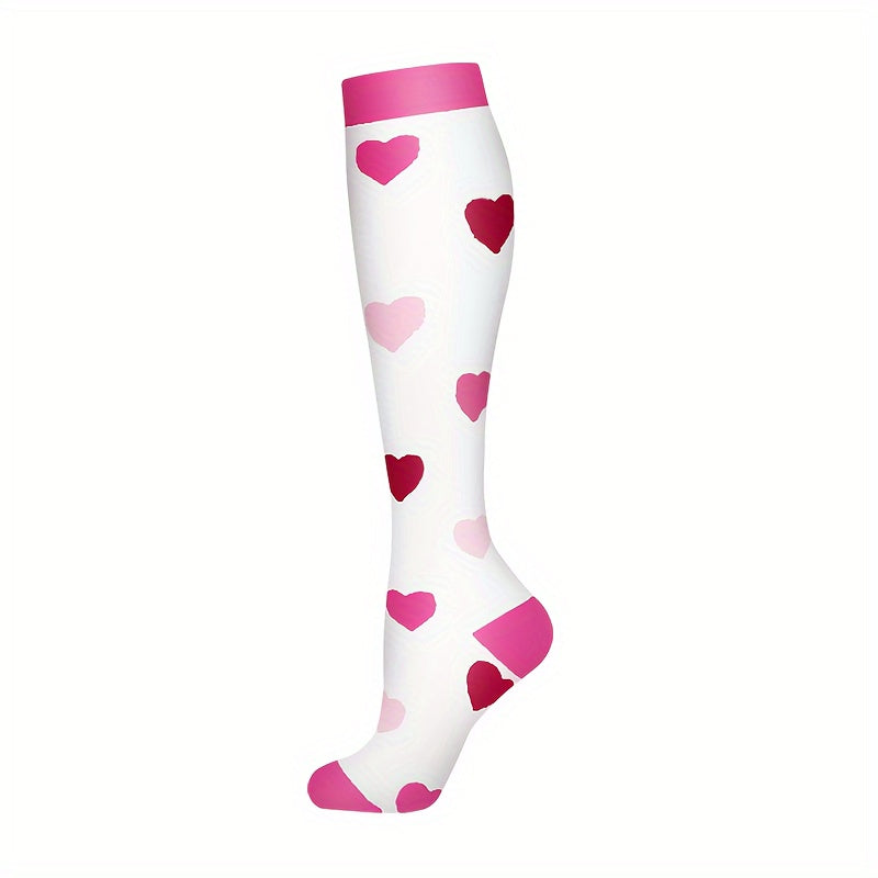 6-Pack Compression Socks for Nurses - Polyester & Elastane Blend, Breathable Knit Fabric, Machine Washable