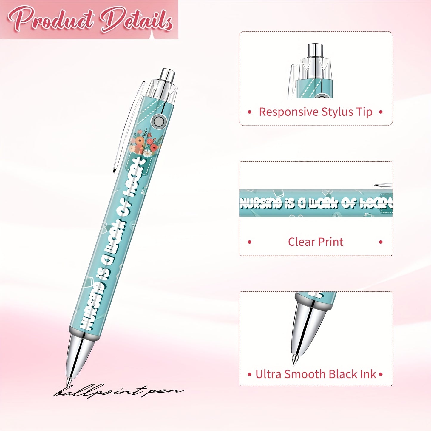 10pcs Nurse Pens Ballpoint Set Retractable Cute Gifts for Nurses Staff Adults Students Writing Study Supply in Bulk