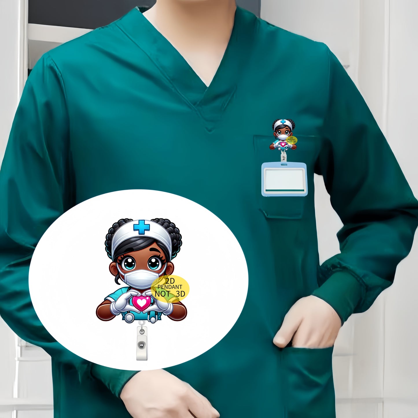 Acrylic Nurse ID Badge Reel Holder with Alligator Clip for Nursing Students, RN, LPN, Medical Staff