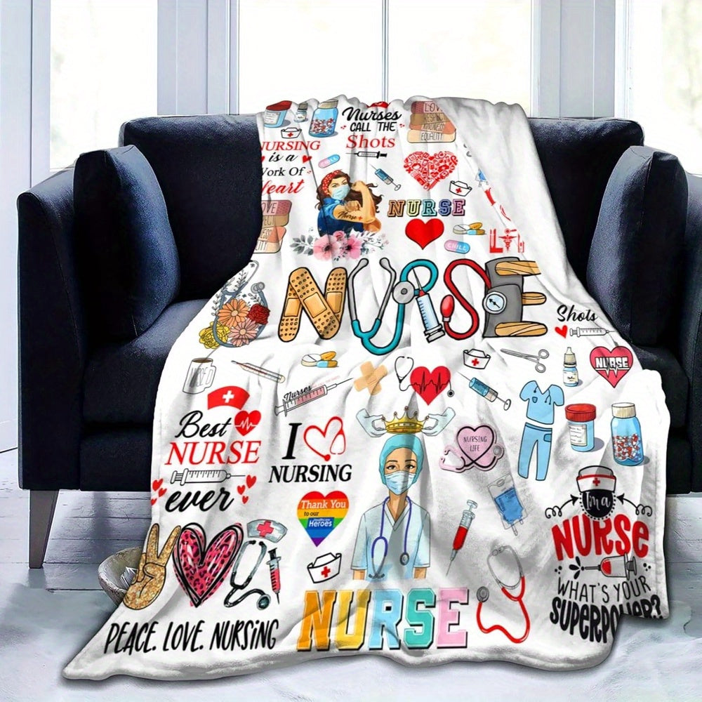 Knitted Polyester Throw for Nurses, School Principals, and Retirement Gifts