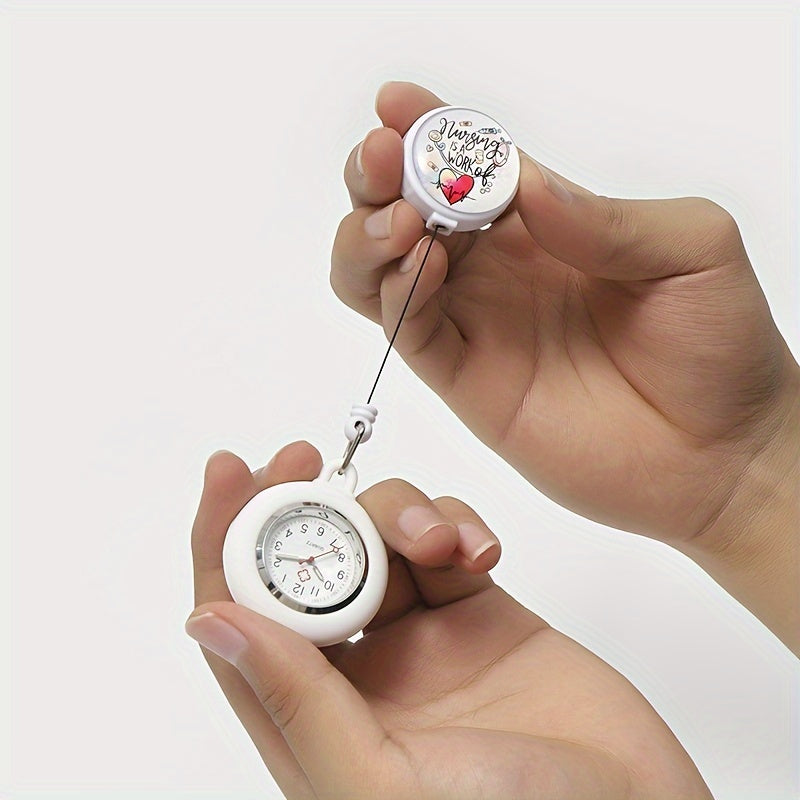 Nurse Pocket Watch With Soft Silicone Cover, Retractable Badge Holder, Essential Timekeeping Tool For Medical Staff