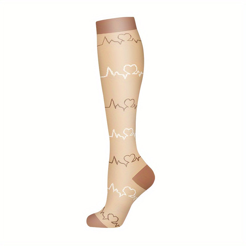 6-Pack Compression Socks for Nurses - Polyester & Elastane Blend, Breathable Knit Fabric, Machine Washable