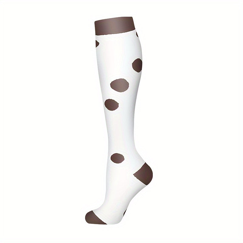 6-Pack Compression Socks for Nurses - Polyester & Elastane Blend, Breathable Knit Fabric, Machine Washable