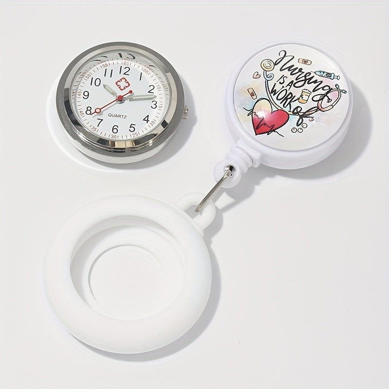 Nurse Pocket Watch With Soft Silicone Cover, Retractable Badge Holder, Essential Timekeeping Tool For Medical Staff