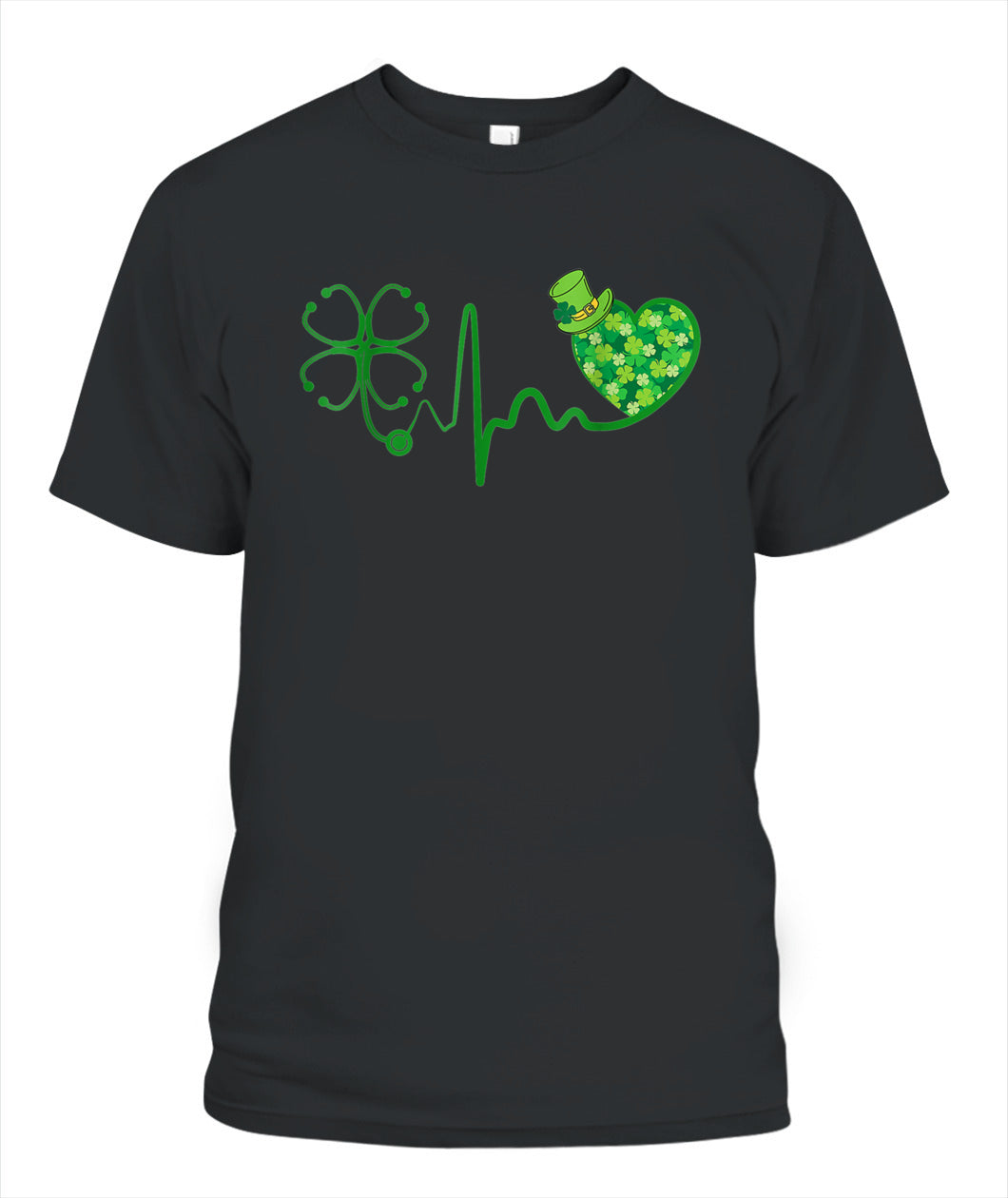 Nurse St Patricks Day Stethoscope Heartbeat Clover Nurses Shirt