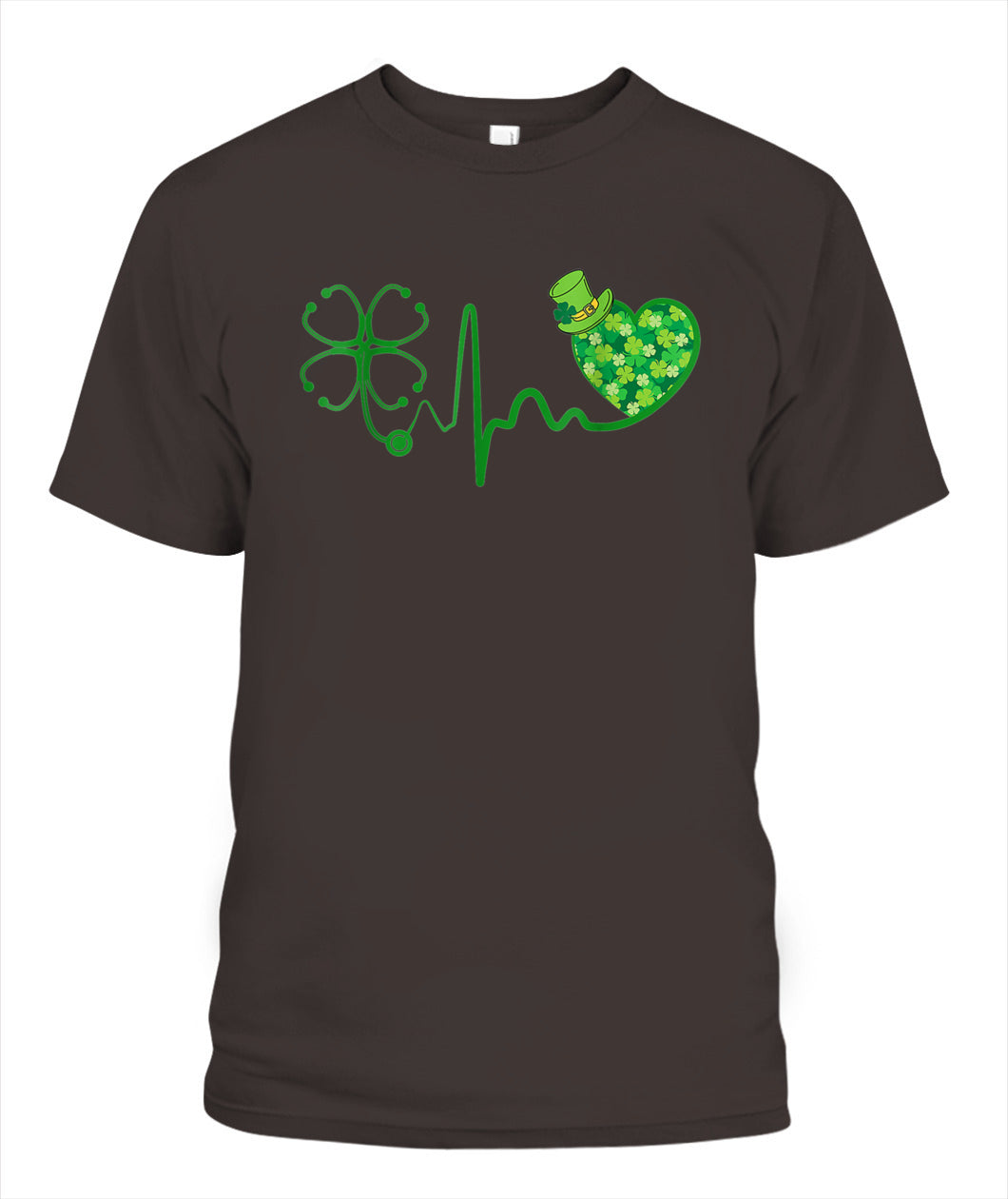 Nurse St Patricks Day Stethoscope Heartbeat Clover Nurses Shirt