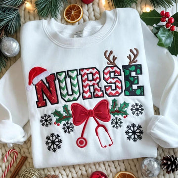 Christmas Embroidery Sweatshirt For Nurses and Doctors
