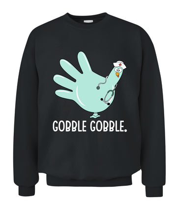 Turkey Scrubs Rubber Gloves Nurse Fall Nursing Thanksgiving Sweatshirt