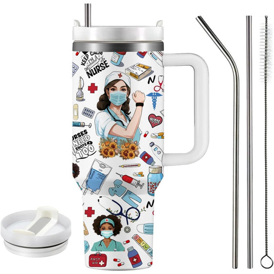 40oz Durable Stainless Steel Nurse Tumbler - Inspirational Nurse Appreciation & Graduation Gift