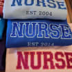 Embroidered Nurse Glitter Sweatshirt, Custom Glitter Embroidery Sweatshirt For Nurse