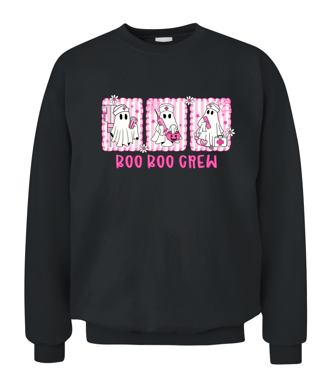 Retro Boo Boo Crew Pink Ghost Nurse Halloween Breast Cancer
