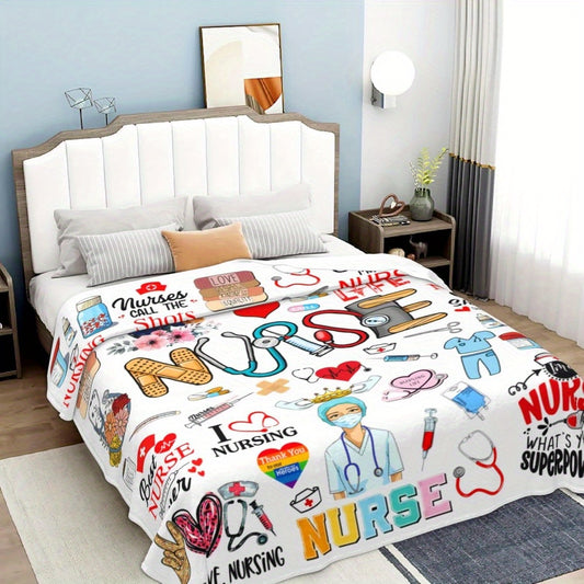 Knitted Polyester Throw for Nurses, School Principals, and Retirement Gifts