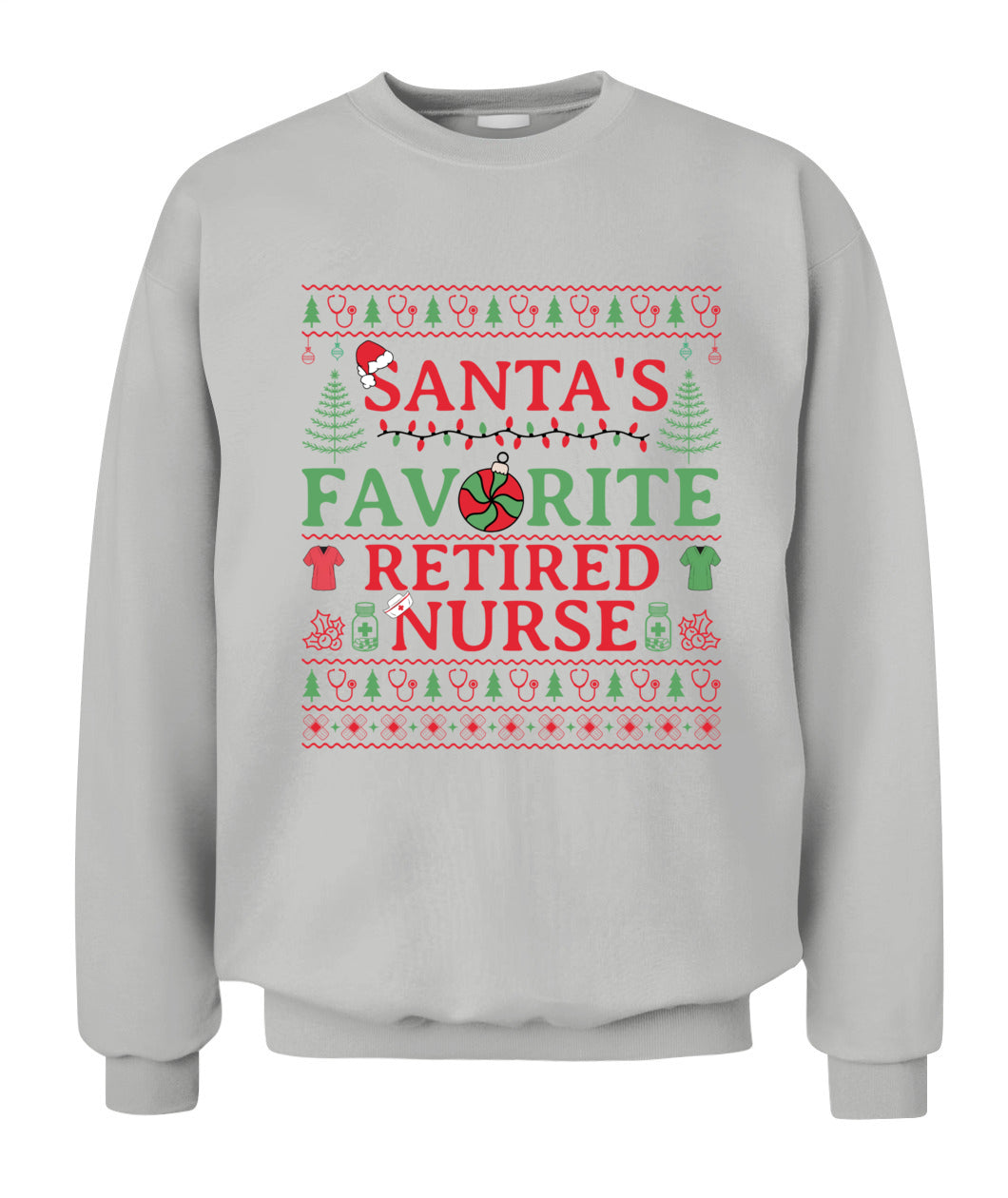 Retired Nurse Ugly Christmas Sweatshirt, Retired Registered Nurse Crewneck