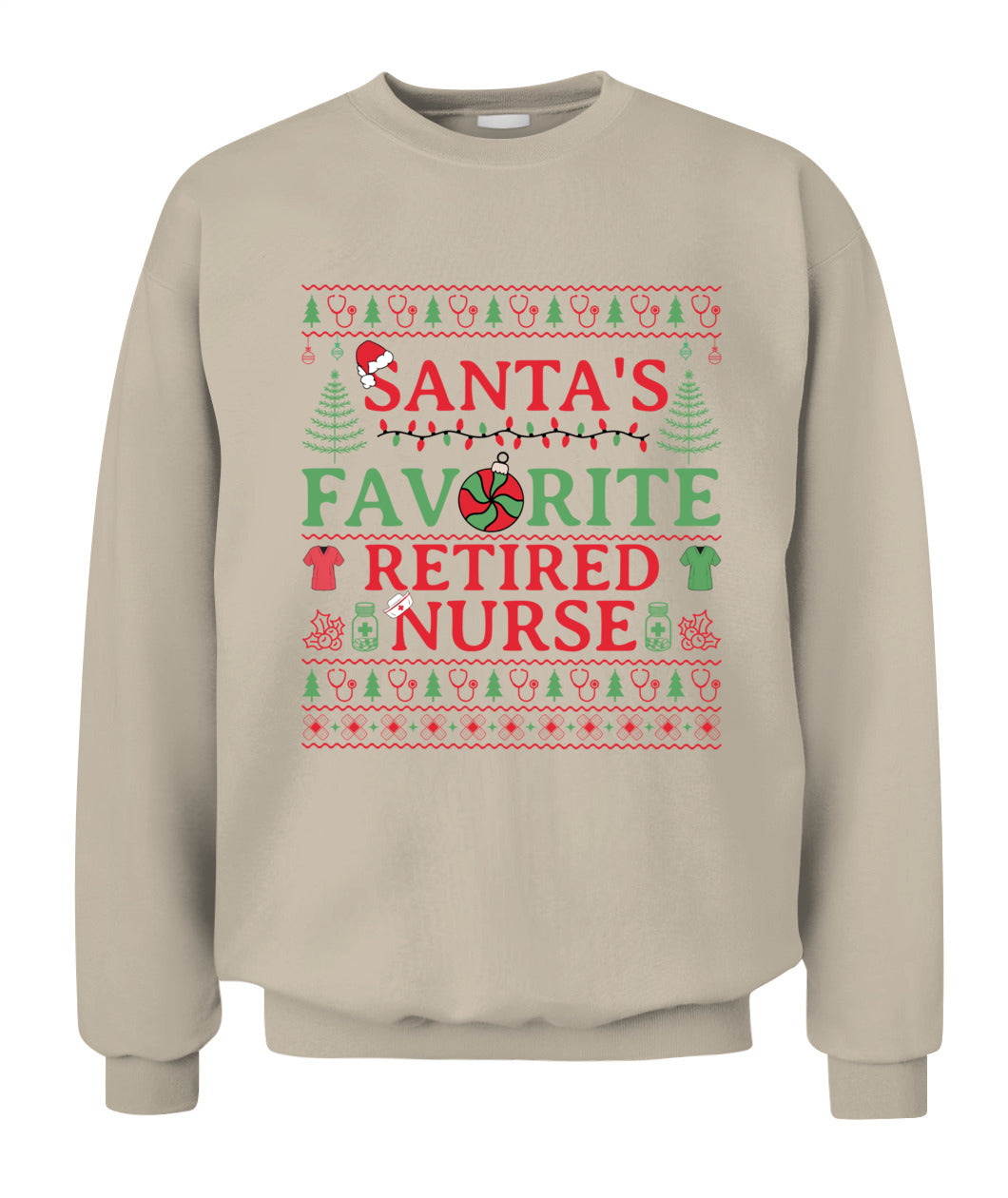 Retired Nurse Ugly Christmas Sweatshirt, Retired Registered Nurse Crewneck