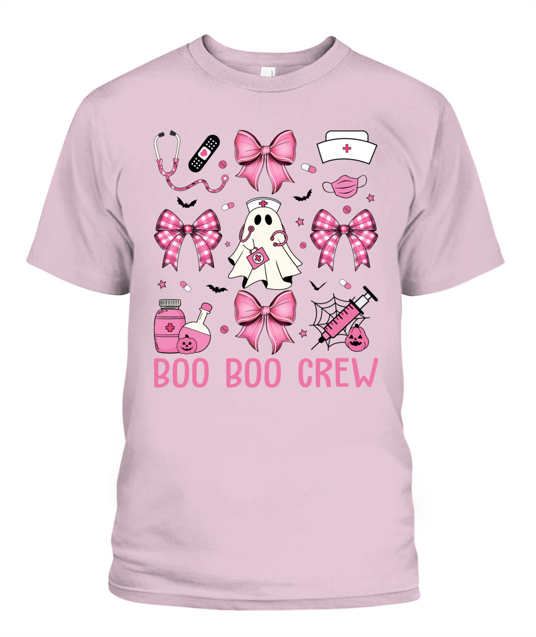 Retro Boo Boo Crew Nurse Pink Coquette Bow Halloween Nursing