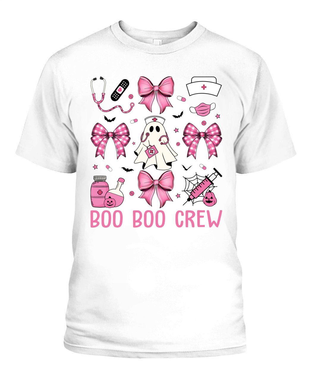 Retro Boo Boo Crew Nurse Pink Coquette Bow Halloween Nursing