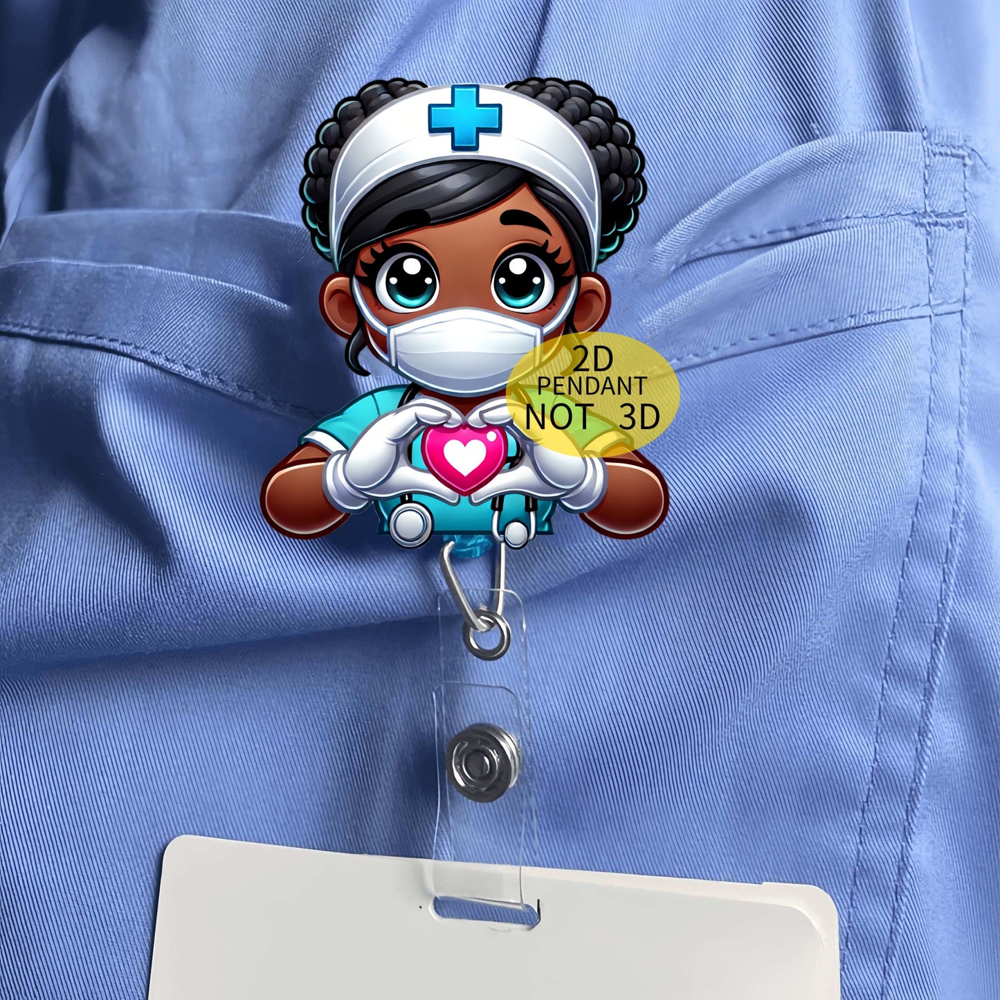 Acrylic Nurse ID Badge Reel Holder with Alligator Clip for Nursing Students, RN, LPN, Medical Staff