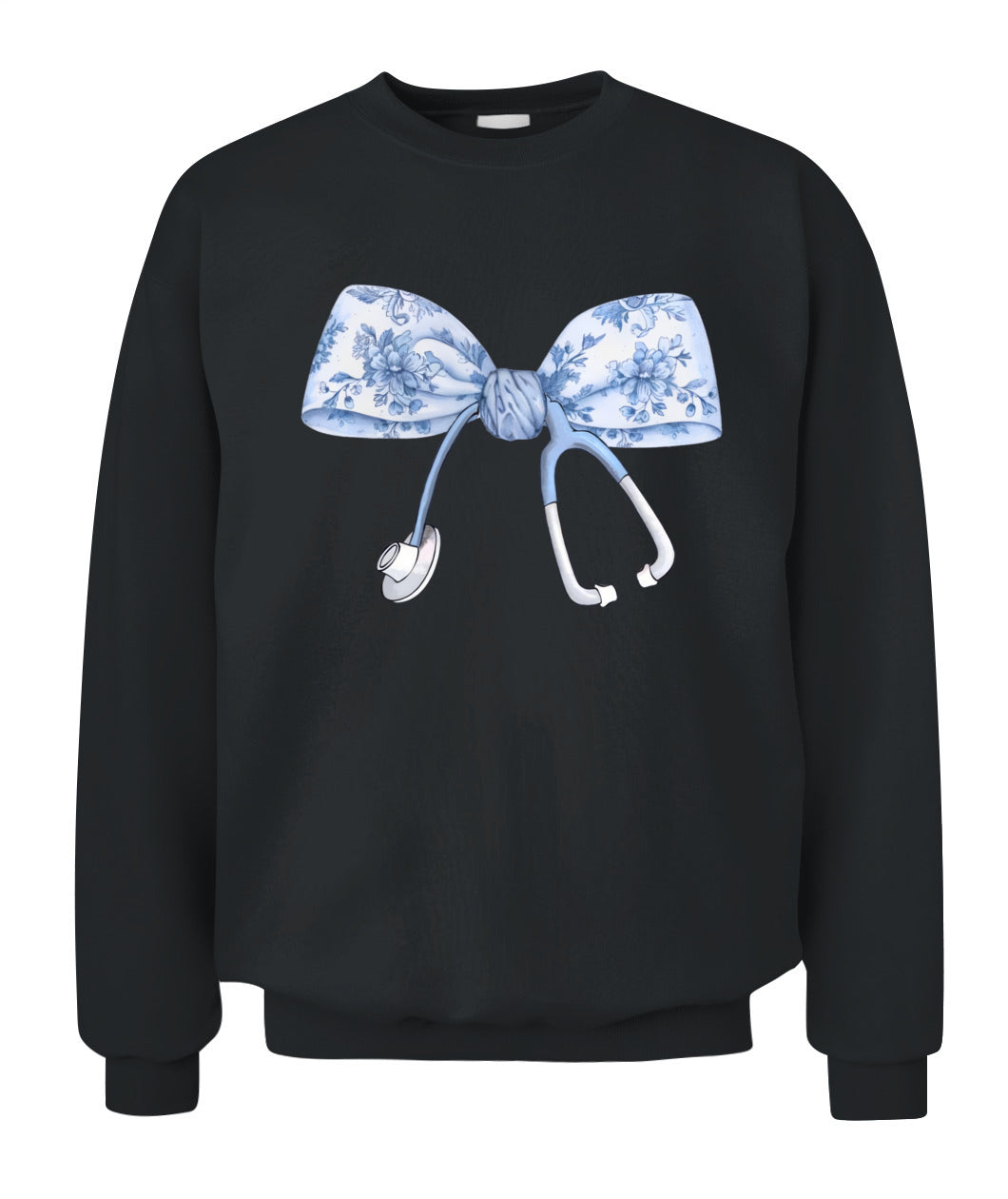 Floral Nurse Blue Coquette Bow Stethoscope Registered Nurse Shirt