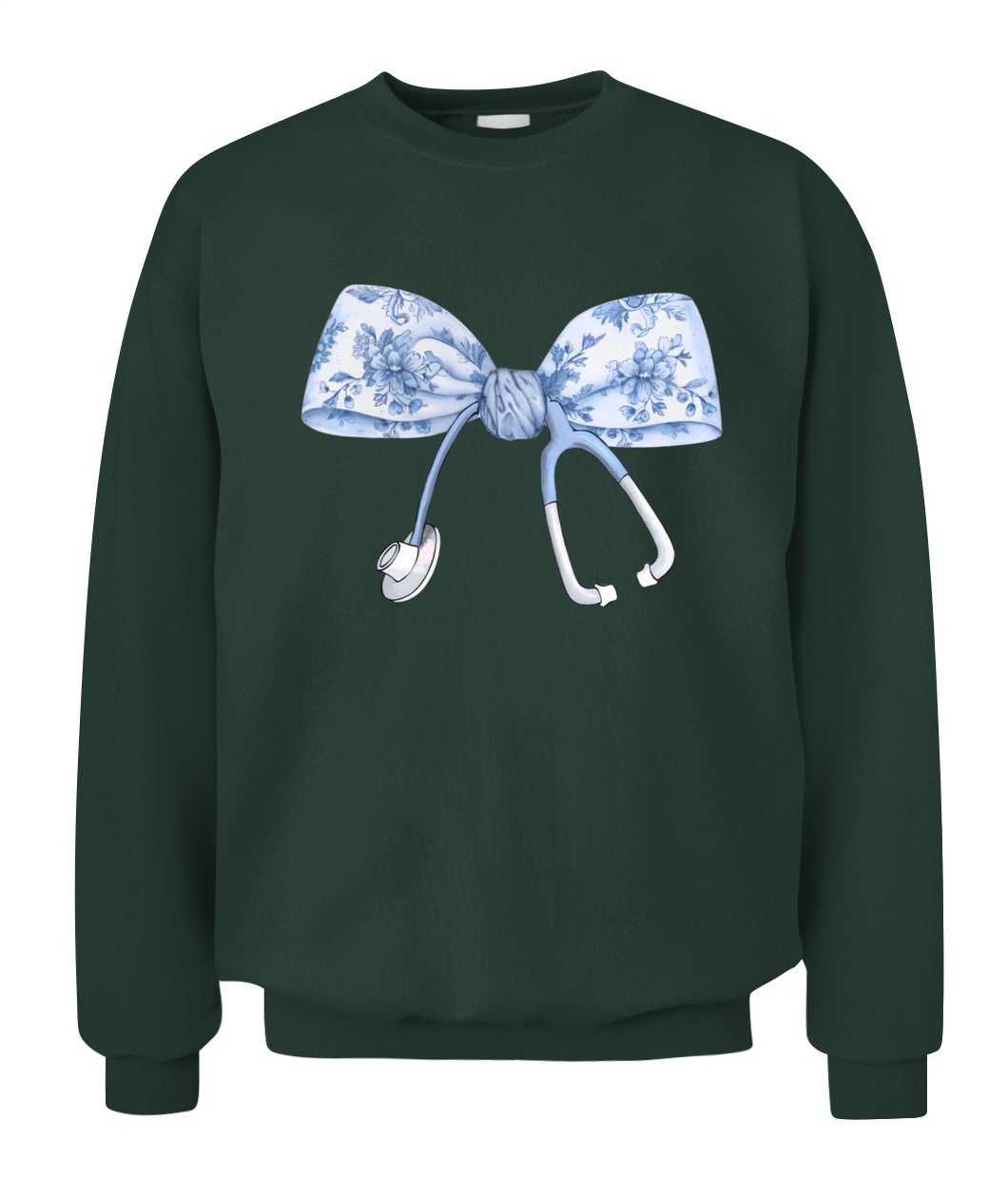 Floral Nurse Blue Coquette Bow Stethoscope Registered Nurse Shirt
