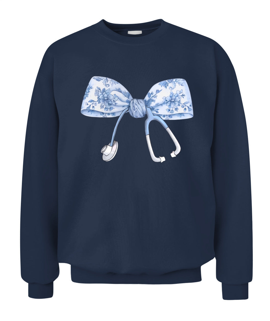 Floral Nurse Blue Coquette Bow Stethoscope Registered Nurse Shirt