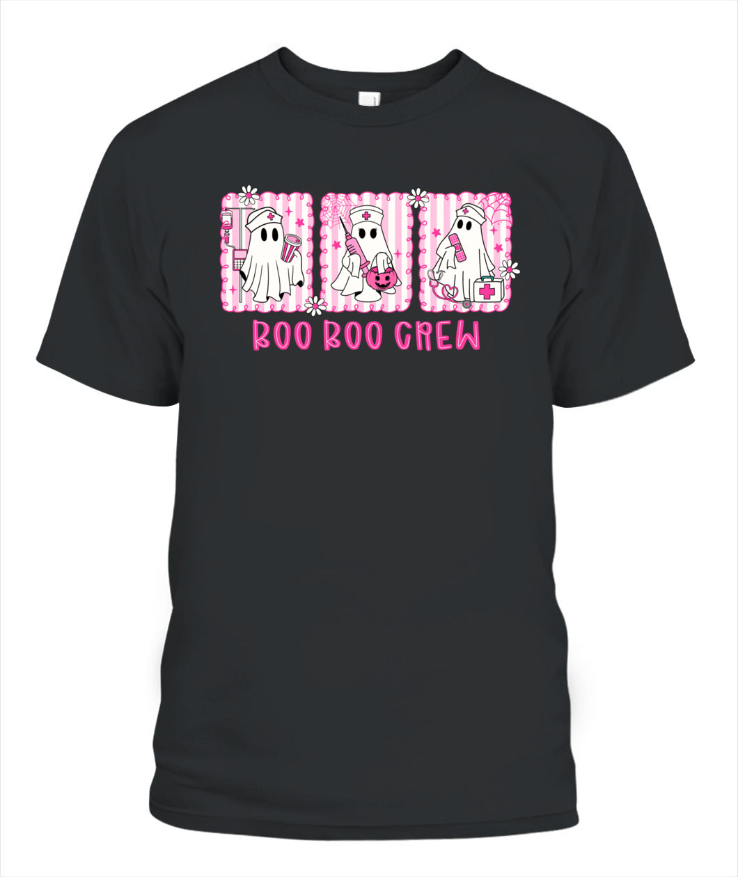 Retro Boo Boo Crew Pink Ghost Nurse Halloween Breast Cancer