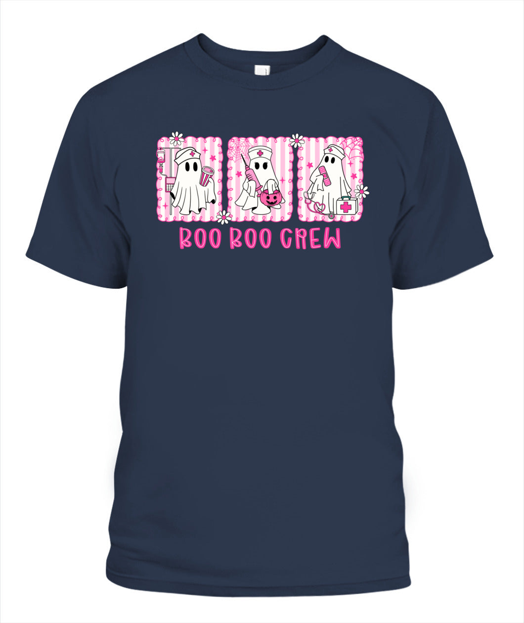 Retro Boo Boo Crew Pink Ghost Nurse Halloween Breast Cancer