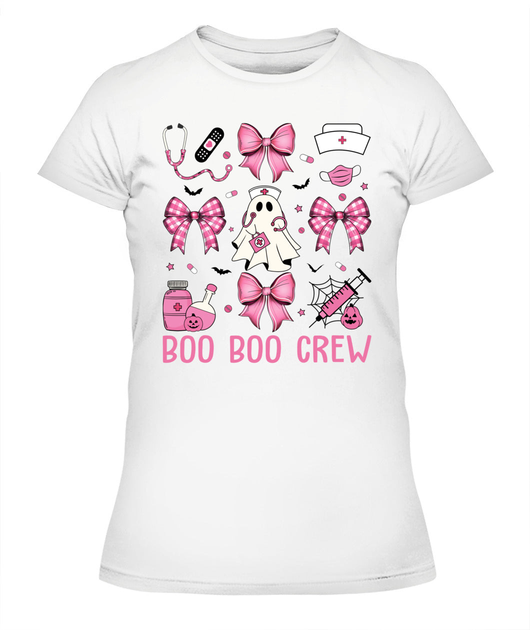 Retro Boo Boo Crew Nurse Pink Coquette Bow Halloween Nursing